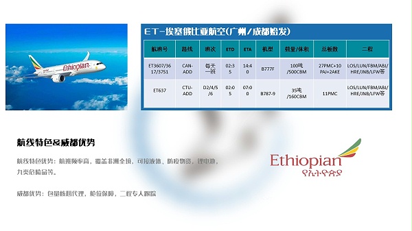 埃塞尔比亚航空-广州成都始发