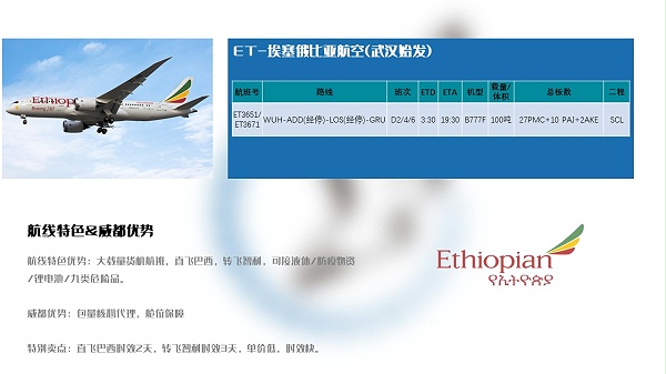 埃塞尔比亚航空-武汉始发